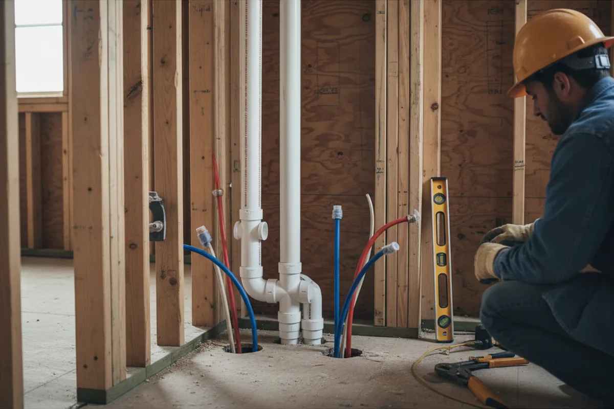 Drain and supply rough-in during Drain Cleaning in Goffstown